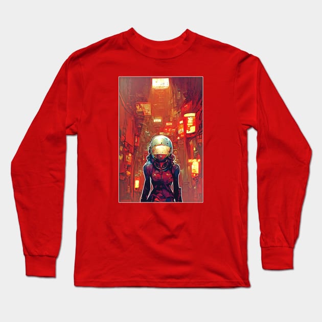 cyberpunk astronout Long Sleeve T-Shirt by elmejikono